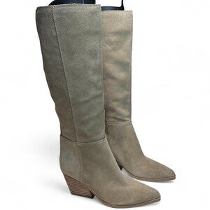 MARC FISHER Challi Knee-High Suede Boots, US 7, Light Natural, NEW IN BOX